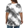 thumbnail image 3 of BSDJILFG Plus Size Blouses for Women,Oversized Tie Dyed T-Shirts,Loose Fit Short Sleeve V Neck Pullover Top Sizes XL-5XL, 3 of 5