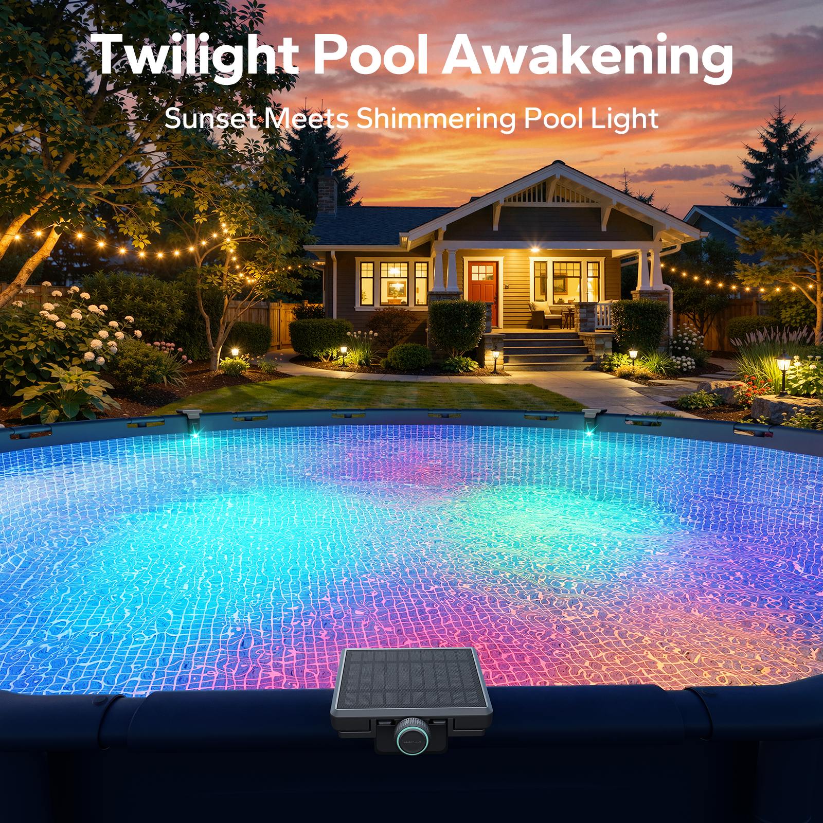 POOLHACKER Solar Underwater Pool Light, 10-Color 4-Mode LED, Remote Controlled, 1 pack