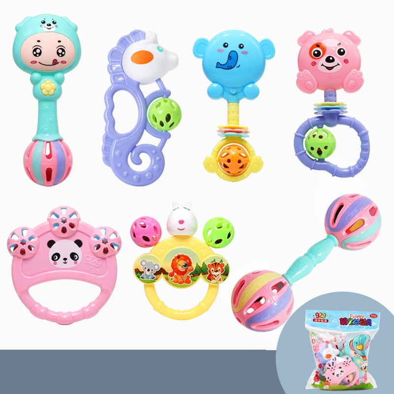 6Pcs Animal Handbells Developmental Toy Bed Bells Kids Baby Toys Rattle T1 