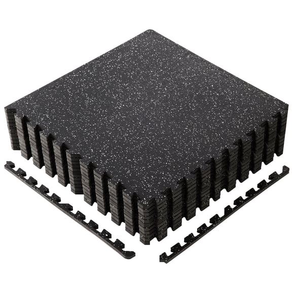 EDX 24 Inch Gym Floor Mats 12P Rubber Top High Density EVA Foam Home Gym