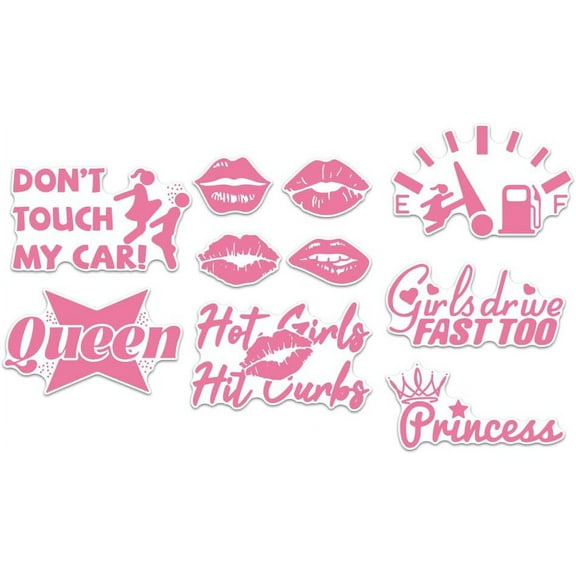 7pcs Lip Print Car Decal Set Waterproof Princess Decals for Vehicle Decoration Reflective Lip Print Blossom Stickers Wiper Stickers for Window Bumper Laptop Decals 5.82x6.10 Inch