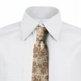 thumbnail image 2 of Floral Necktie, Oriental Blooming Peonies, Dress Tie, 3.7", Umber and Champagne, by Ambesonne, 2 of 3