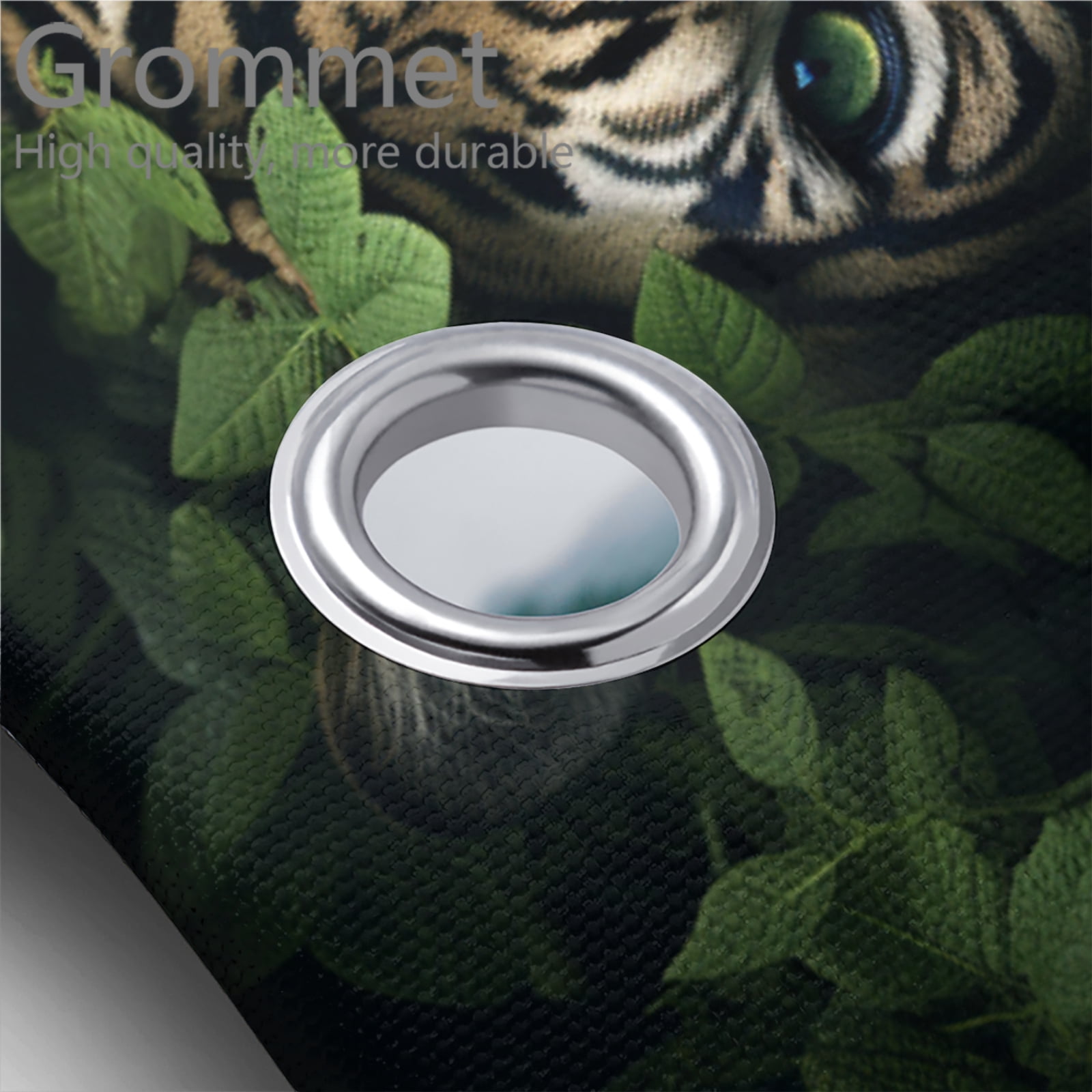 Tiger 4 Pcs Shower Curtain Set Wild Animal Tropical Rainforest Jungle Scenic Green Leaves Waterproof Fabric Cloth Bath Curtain, Non-Slip Bathroom Rugs Bath Mats, 72x72 Inch
