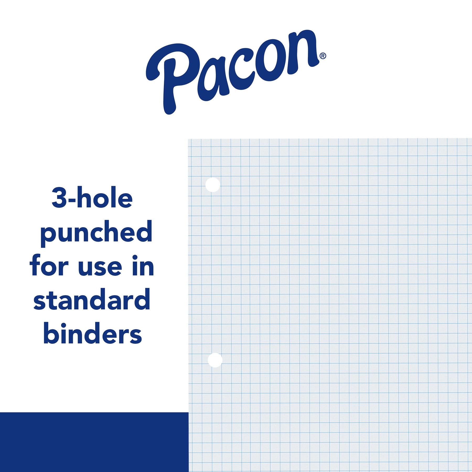 Pacon Graphing Paper, White, 3-Hole Punched, 1/4" Quadrille Ruled, 8" x 10-1/2", 80 Sheets Per Pack, 6 Packs