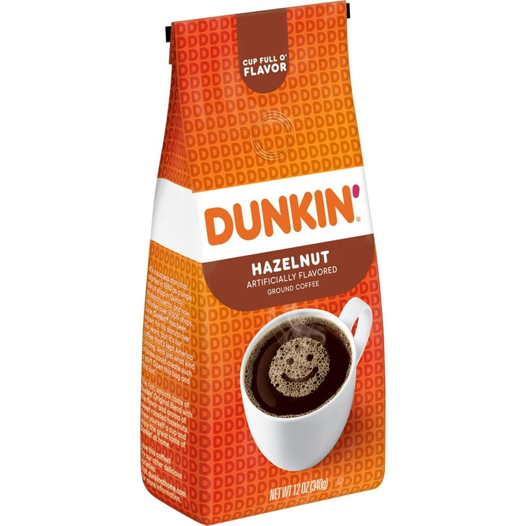 Dunkin', Ground Coffee, 12 oz, Hazelnut Flavored Medium Roast