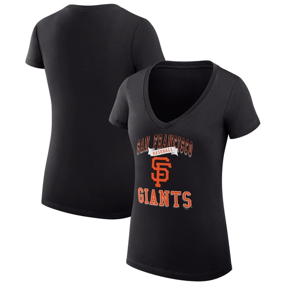 Women's G-III 4Her by Carl Banks Black San Francisco Giants Super-Slim Fit Lightweight Team Logo Graphic V-Neck T-Shirt