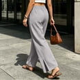 thumbnail image 6 of Wide Leg Pants for Women Ihhxva High Waisted Elastic Waist Cooling Solid Color Adjustable with Pockets Summer Lounge Work Casual Trousers S-3XL, 6 of 8
