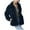 Navy, variant on Timegard Winter Coats for Women Lapel Button down Fuzzy Fleece Loose Comfy Outwear Coats Solid Color