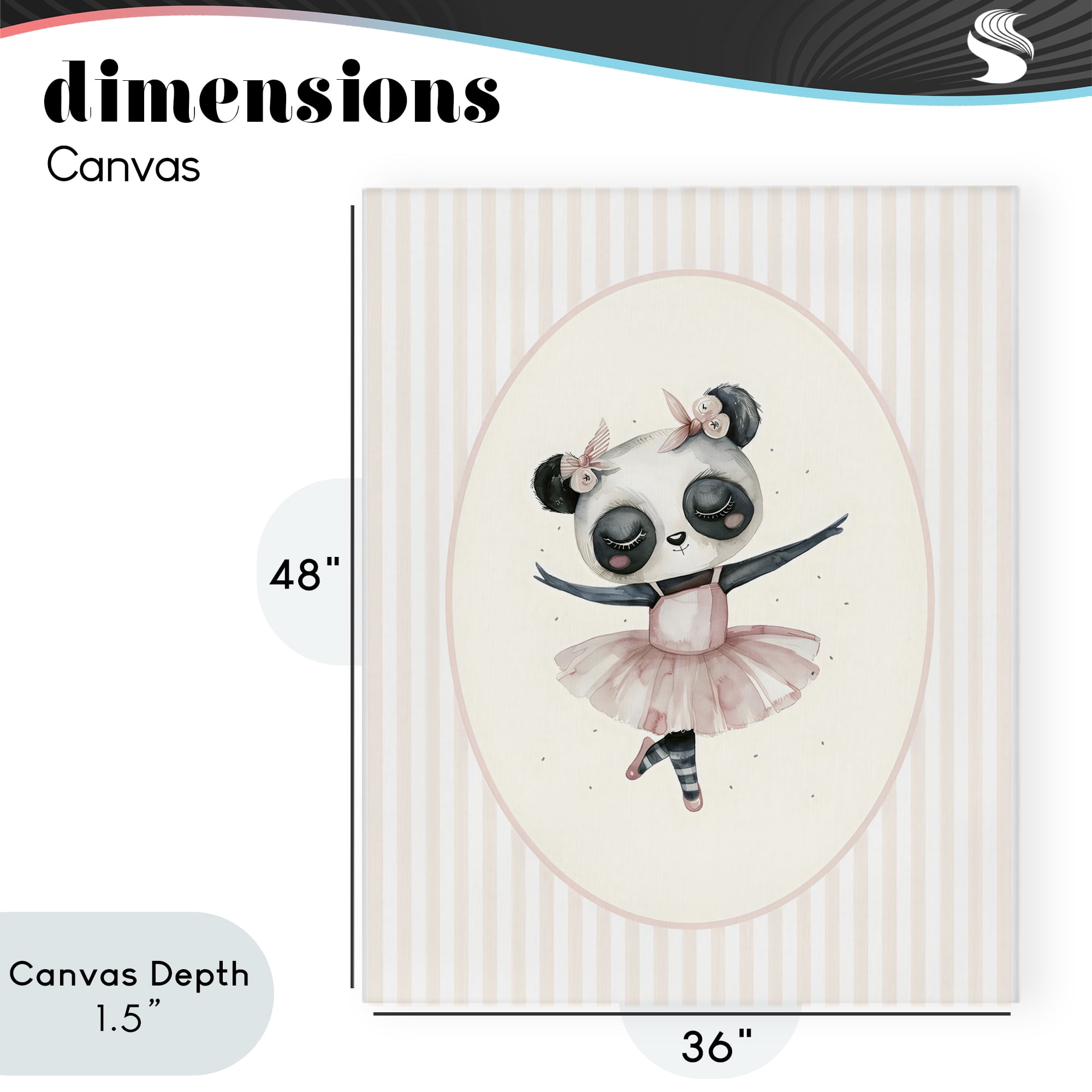 Stupell Industries Nursery Ballerina Panda Striped Canvas Wall Art, design by LSR Design Studio