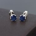 thumbnail image 2 of Gem Stone King 1.20 Ct Round 5mm Blue Sapphire Brass Silver Plated Brass Stud Earrings for Women Men, 2 of 3