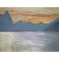thumbnail image 2 of Ernst Schiess 24x19 Black Ornate Framed Double Matted Museum Art Print Titled: View on the Lake of Lugano Toward the Mountains of Porlezza Before Sunrise, 2 of 5