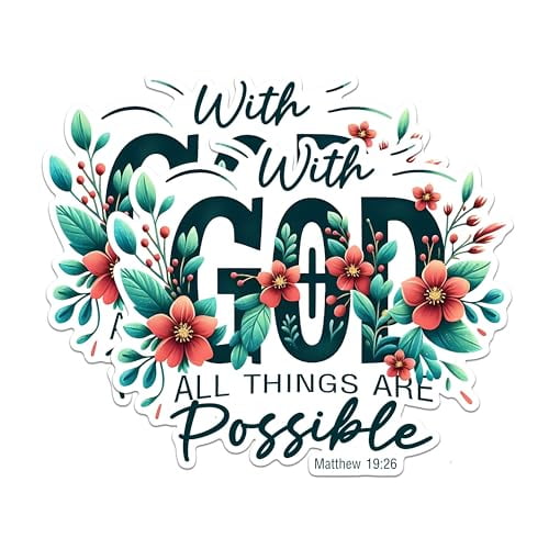 (2 Pack) with God All Things are Possible Magnets - Motivational Christian Magnets - Inspiring Floral Magnets- 5" On Longest Side - for Fridges, Toolboxes, Cars - Made in USA - MAG2831
