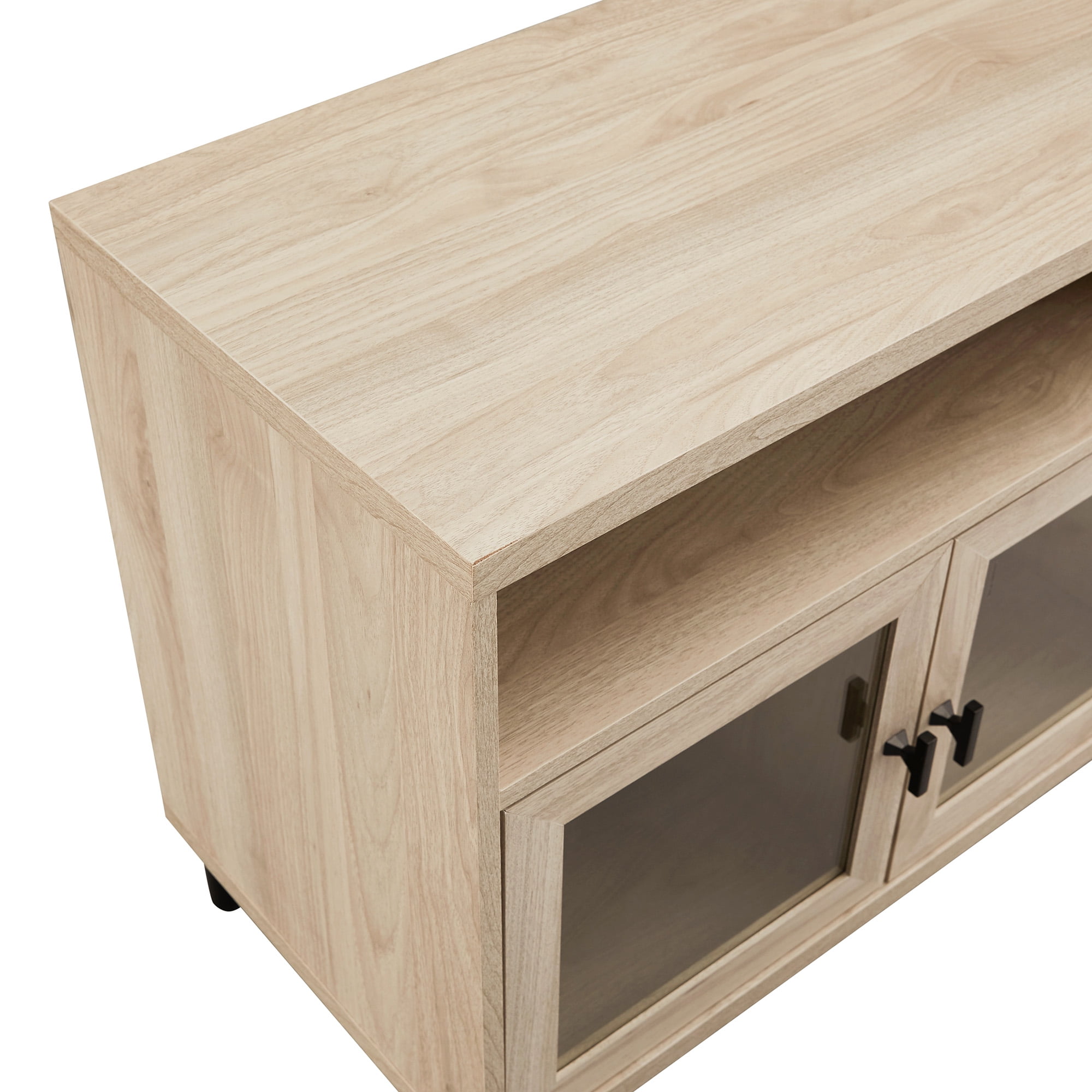 Manor Park Modern Wood and Glass TV Stand for TVs up to 60”, Birch