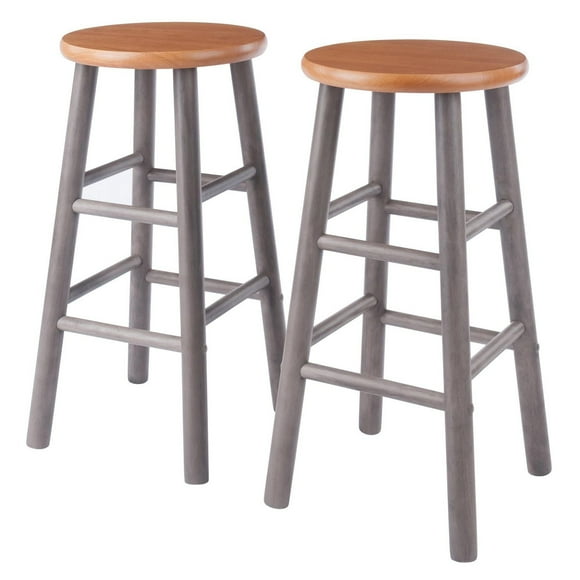 Huxton 2Pc Counter Stool Set Gray / Teak