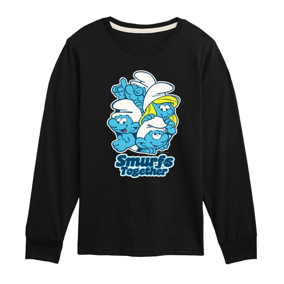 Smurfs - Together - Youth Boys Long Sleeve Graphic T-Shirt