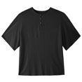 thumbnail image 4 of Men Shirts, Men's Plus Size Solid Color Retro Button Round Neck Casual Short Sleeved Top, 4 of 6