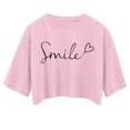 thumbnail image 4 of MIXUE Womens Summer Tops Letter Print Round Neck Short Sleeve Loose Casual Shirts For Women T-shirts Streetwear,Pink,L, 4 of 4