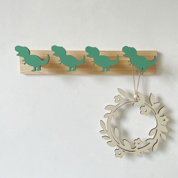 LEORX Wood Coat Rack for Storage in Green Nordic Style Perfect for Clothes Hats and Small Items