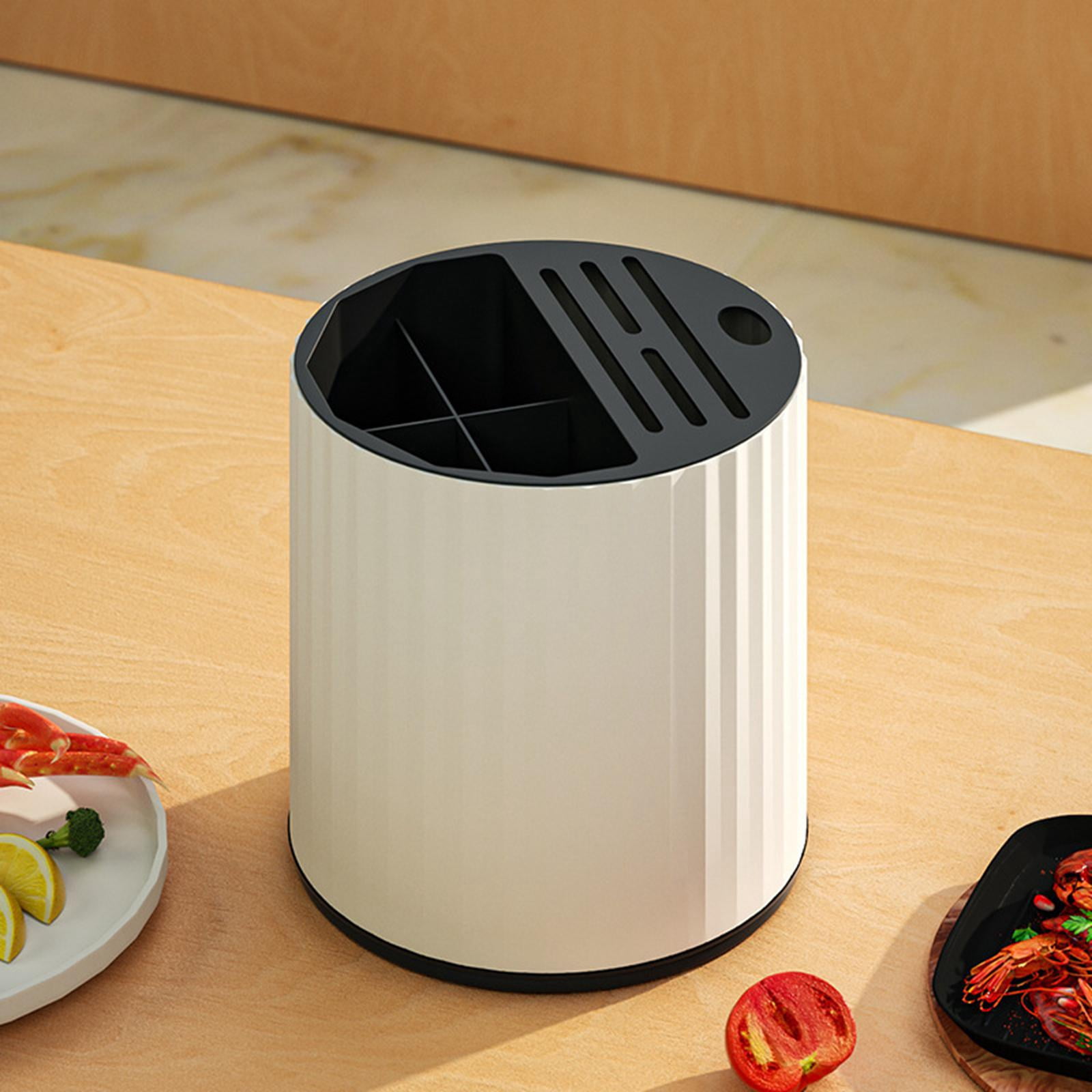 Fiocias Rotating Chopstick Drain Holder Kitchen Utensil Holder Kitchen Organizer Cutlery Black White