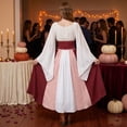 thumbnail image 4 of Renaissance Costume, Renaissance Costume Women, Victorian Dress, Renaissance Dress Women, Women's Renaissance Medieval Costumes Dress Trumpet Sleeves Gothic Retro Gown, Wine XL, 4 of 6