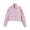 Pink, variant on Women's Cropped Jacket Lightweight High Neck Long Sleeve Sun Protection Jacket Loose Dressy Casual Zip-up Solid Color Coat with Pockets XS