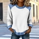 thumbnail image 2 of Camisetas de Manga Larga para las Mujeres Loose Fit Color Sólido Blusa de Cuello Redondo Top Suave Casual, 2 of 6