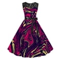 thumbnail image 1 of EQWLJWE Robe Longue pour Femmes Robe d'Été Imprimée Rétro Sans Manches avec Panneau en Dentelle, Col Rond, Ourlet à la Taille, Robe Évasée avec Ceinture, 1 of 3