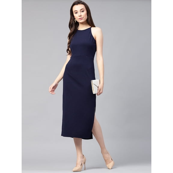 Zima Leto Women's Solid Incut Fitted Midi Dress