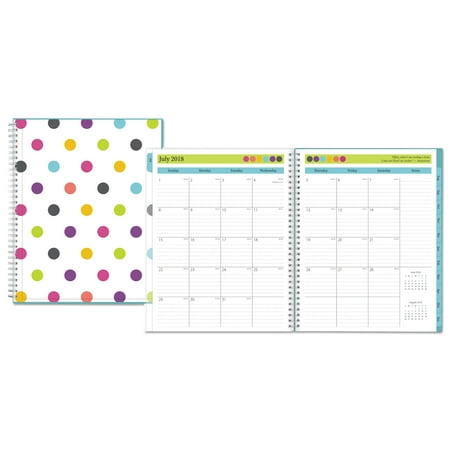Blue Sky Teacher Dots Academic Year CYO Weekly/Monthly Planner, 8 1/2 x 11, Assorted Dots