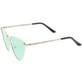 thumbnail image 3 of Oversize Cat Eye Sunglasses Thin Metal Frame Color Tinted Flat Lens 64mm (Gold / Green), 3 of 4