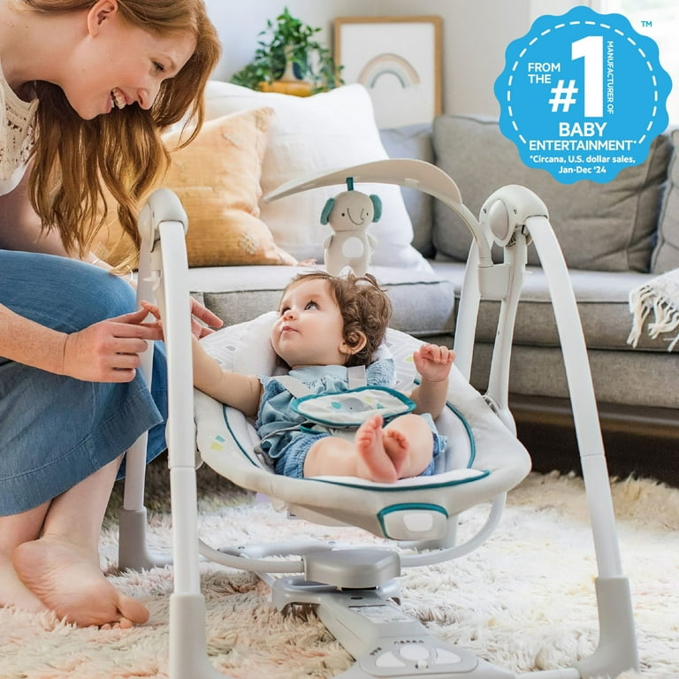 Ingenuity Convert Me 2-in-1 Portable Vibrating Baby Swing Nash, Infant, Gray