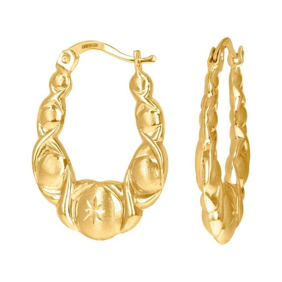10k Gold Dc Brushed Womens Shrimp Xo Hugs & Kisses 19.1mm Hinged Hoops Hugs Earlobe Earrings Hoop Earring for Women