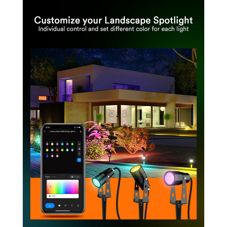 Lumary 56Ft Smart Landscape Lights Waterproof, RGBAI Color Changing  Landscape Spotlight WiFi APP/Voice Control, Low Voltage Landscape Lighting  Outdoor Light for Patio Garden Yard Pathway (1*6 Pack) 
