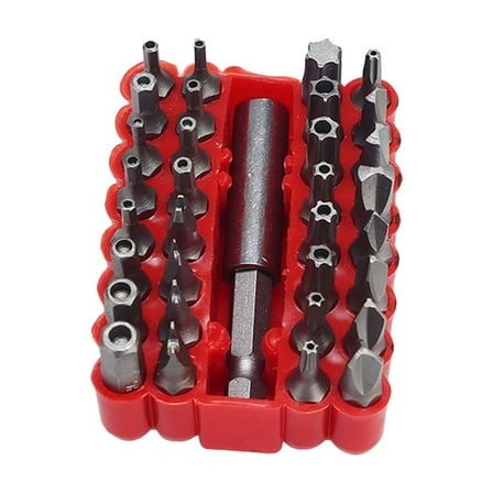 SOPOTUTU 33-Piece Red Socket Set Steel Hand Tool Kit for Automotive and Home Repair
