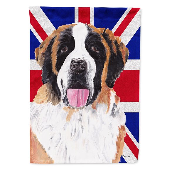 Saint Bernard with English Union Jack British Flag Garden Flag