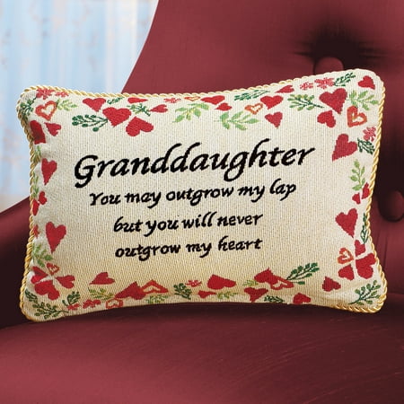 Collections Etc Never Outgrow My Heart Granddaughter Pillow Sentiment Gift