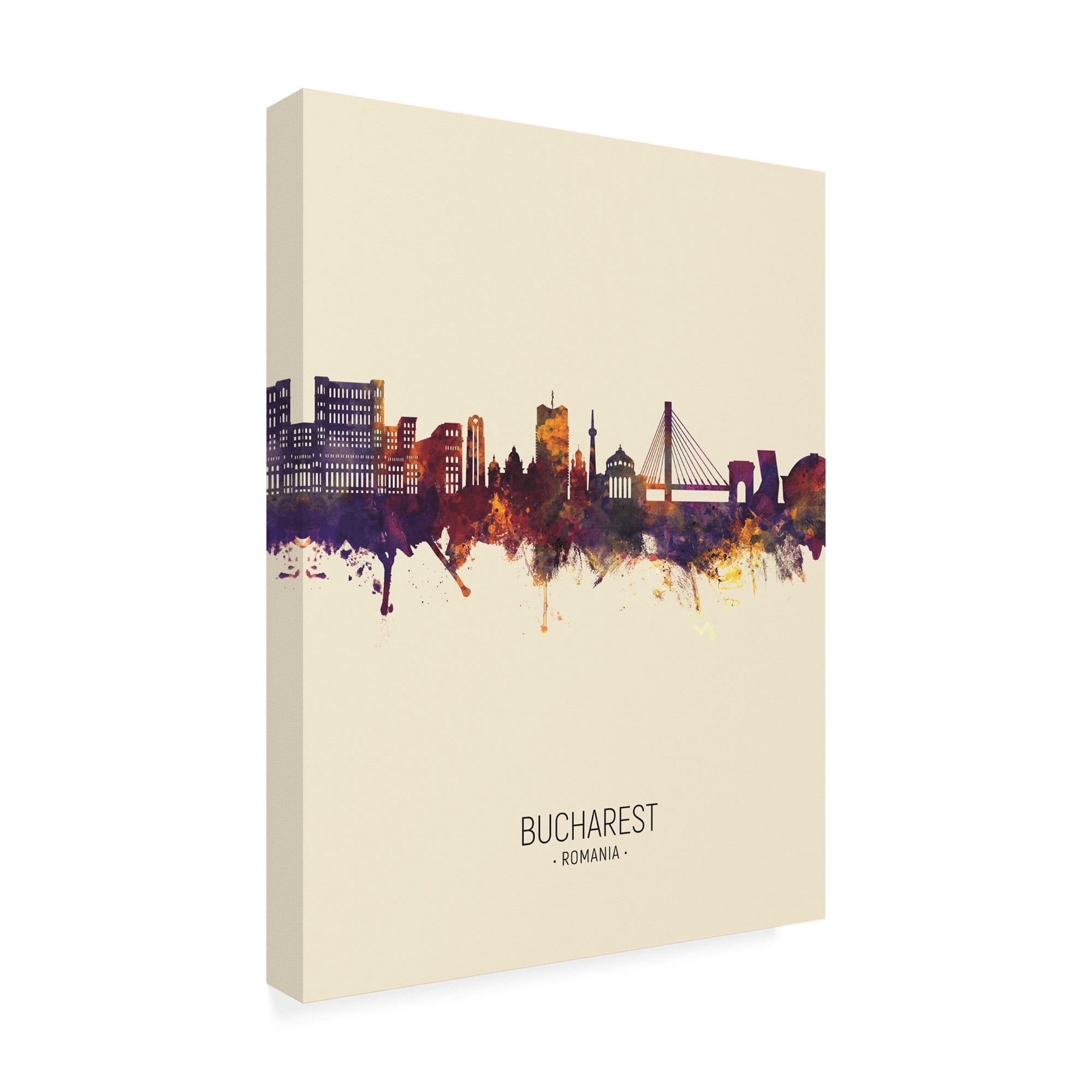 Trademark Fine Art 'Bucharest Romania Skyline Portrait III' Canvas Art by Michael Tompsett