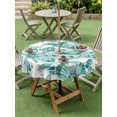 thumbnail image 4 of Outdoor Tablecloth with Umbrella Hole for Patio/Picnic/Party/Camping, Green Coastal Waterproof Table Cloth Round Cover Washable, Summer Conch Starfish Scallops Vintage Nautical (Dia 54"), 4 of 9