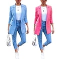 thumbnail image 3 of Joernso Plus Size Autumn Fashion Office Lady Solid Color Blazer Long Sleeve Suit Jacket, 3 of 4