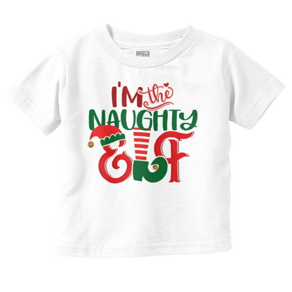 Christmas I'm The Naughty Elf Xmas Toddler Baby Graphic T Shirt Brisco Brands 6M