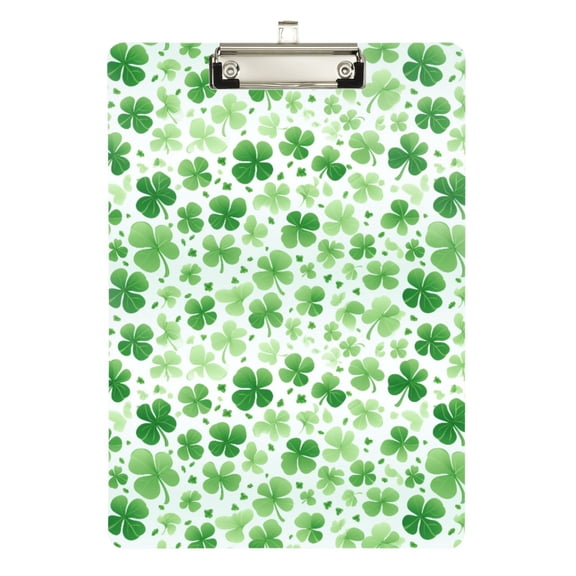 ALAZA Plastic Clipboard A4 Letter Size Decorative Clipboards for Students Women Men 9" x 12.5" St Patrick Clover-a1