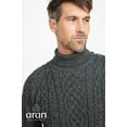 thumbnail image 3 of Aran Irish Traditional High Neck Sweater 100% SuperSoft Merino Wool Men's Cable Knitted Pullover Made in Ireland, 3 of 6