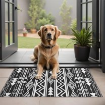 Black and White Geometric Boho Pattern Door Rugs,Washable Non Slip Door Mats Indoor,Decorative Door Mats,Entry Mat Indoor for Entrance,Bedroom,Kitchen,Bathroom,20"x32"