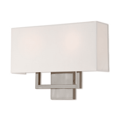 

Wall Sconces 2 Light With Brushed Nickel Hand Crafted Off-White Fabric Outside & White Fabric Inside Hardback 16 inches 80 Watts - World of Crystal