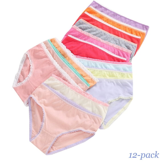Emy Dola Little Girls Soft Underwear Toddler Kids Breathable Comfort Panties Teens Girl Briefs Pack of 12