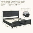 thumbnail image 5 of T4TREAM Farmhouse King Size Platform Bed Frame with Headboard and 3 Barn Door Storage Cabinets, No Box Spring Needed, Mattress Not Included，Black, 5 of 6