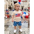thumbnail image 6 of Cenuakty 3M-5T Toddler Boy Outfit 4th of July Short Sleeve Crew Neck America Flag Embroidery Tops and Popsicle Print Shorts Set, 6 of 9