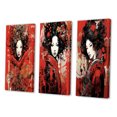 thumbnail image 3 of Designart "Red & Black Vintage Oriental Beauty II" Japon Woman Wall Art Set Of 3 - Red Woman Japon Canvas Set For Living Room Decor, 3 of 7