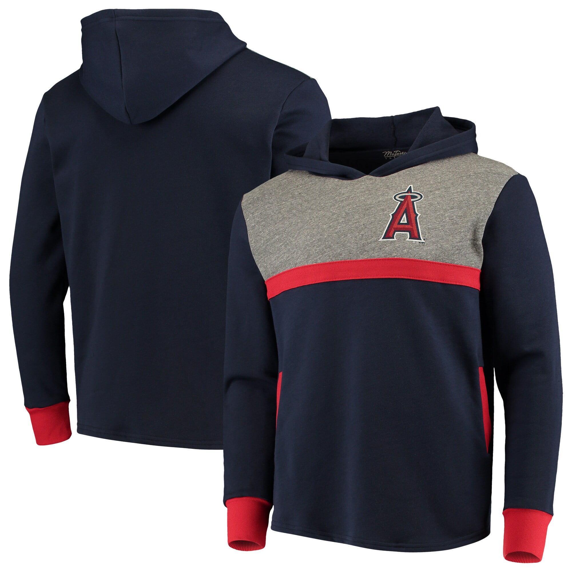 Los Angeles Angels Majestic Threads Colorblocked Pullover Hoodie Navy
