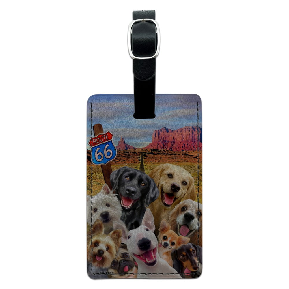 Route 66 Southwest Dogs Selfie Lab Retriever Westie Rectangle Leather